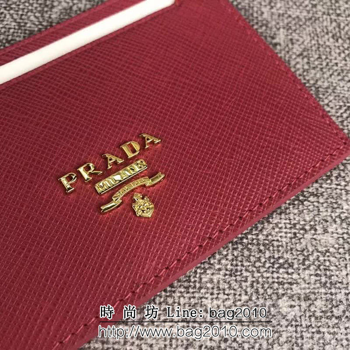 PRADA普拉達 官網同步 專櫃最新款 頂級原單十字紋牛皮 三層信用卡夾 1MC208 DD1758